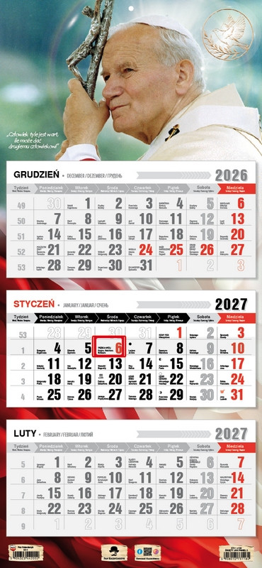Kalendarz trójdzielny KT-2 Premium (wypukła główka) Pan Kalendarzyk